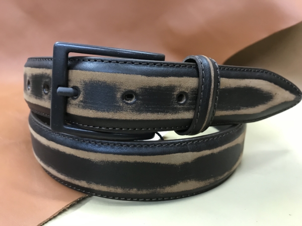Ceinture marron en deux tons doublé cuir